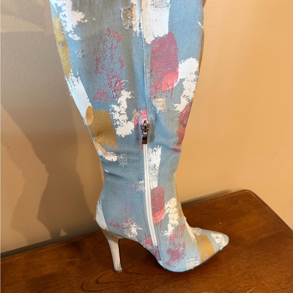 New w/o tags or box. 5 1/2 (36). Dressy Denim Boot Mid Calf Slouchy Boots Cloth - Picture 5 of 9